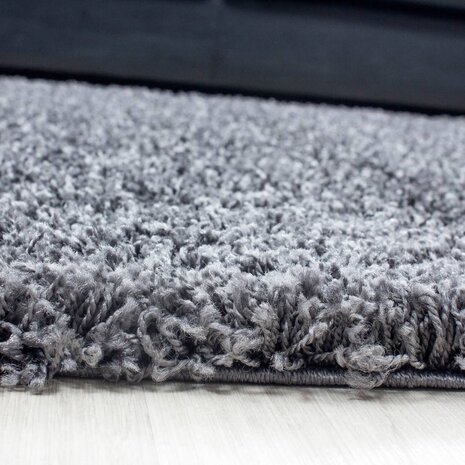 Hochflor Teppich Rund - Candy Shaggy Bordüre Grau