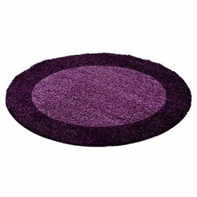 Hochflor Teppich Rund - Candy Shaggy Bordüre Lila Hochflor Teppich Rund - Candy Shaggy Bordüre Lila