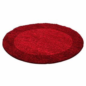 Hochflor Teppich Rund - Candy Shaggy Bordüre Rot Hochflor Teppich Rund - Candy Shaggy Bordüre Rot