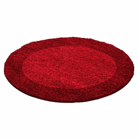 Hochflor Teppich Rund - Candy Shaggy Bordüre Rot Hochflor Teppich Rund - Candy Shaggy Bordüre Rot