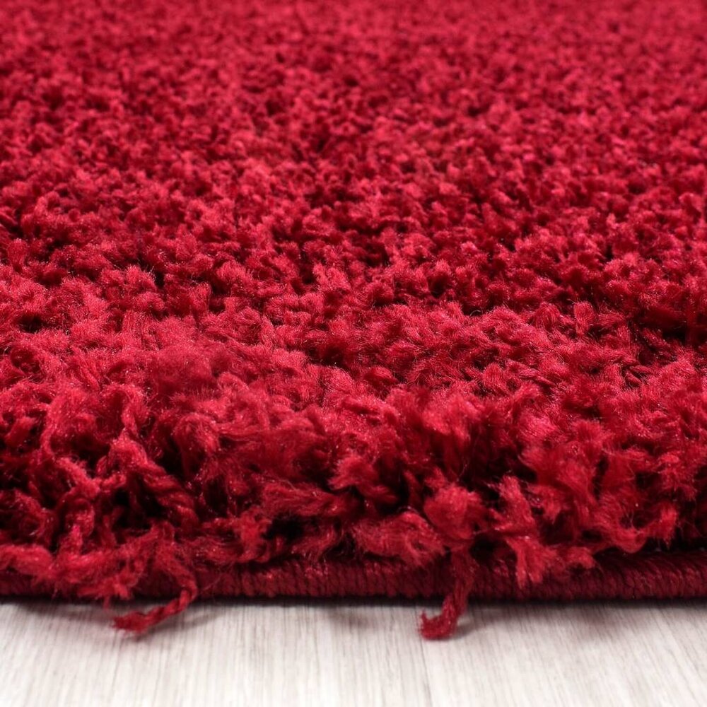 Hochflor Teppich Rund - Candy Shaggy Bordüre Rot Hochflor Teppich Rund - Candy Shaggy Bordüre Rot