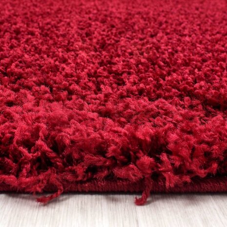 Hochflor Teppich Rund - Candy Shaggy Bordüre Rot Hochflor Teppich Rund - Candy Shaggy Bordüre Rot