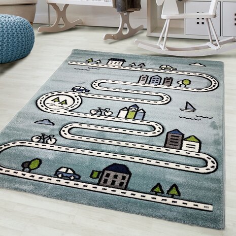 Kinderteppich City Blau Kinderteppich City Blau