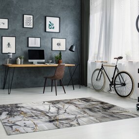 Carrara Modern Grau Gold Teppich - Marmor Design Carrara Modern Grau Gold Teppich - Marmor Design