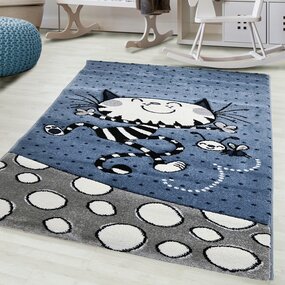 Kinder Katze Blau Grau Teppich - Kinderzimmer Kinder Katze Blau Grau Teppich - Kinderzimmer