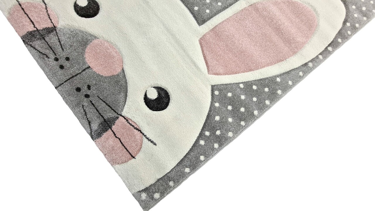 Kinderteppich Kaninchen Grau/rosa - Kinderzimmer Kinderteppich Kaninchen Grau/rosa - Kinderzimmer