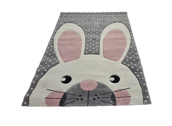 Kinderteppich Kaninchen Grau/rosa - Kinderzimmer Kinderteppich Kaninchen Grau/rosa - Kinderzimmer