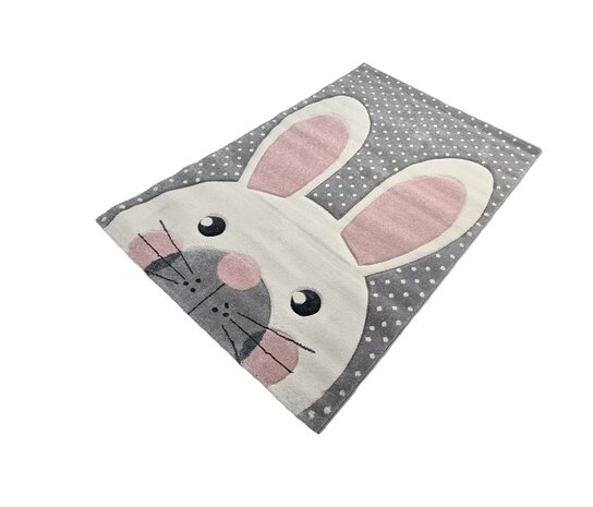 Kinderteppich Kaninchen Grau/rosa - Kinderzimmer Kinderteppich Kaninchen Grau/rosa - Kinderzimmer