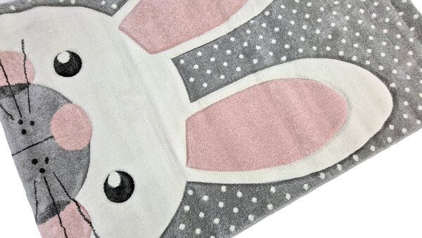 Kinderteppich Kaninchen Grau/rosa - Kinderzimmer Kinderteppich Kaninchen Grau/rosa - Kinderzimmer