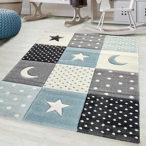 Kinderteppich Mond und Stern blau - Kinderzimmer Kinderteppich Mond und Stern blau - Kinderzimmer
