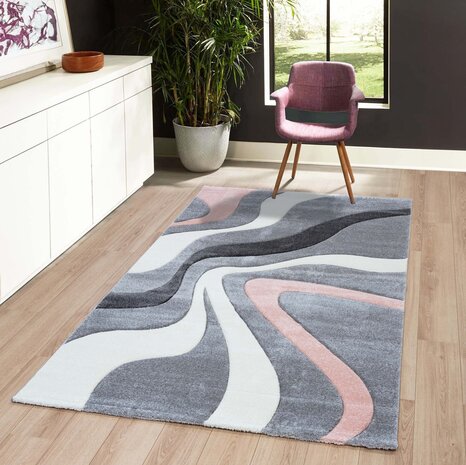 Teppich Kristal Modern Grau/Rosa Teppich Kristal Modern Grau/Rosa