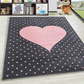 Kinder Kinderzimmer Rosa - Grau Teppich - Herz Kinder Kinderzimmer Rosa - Grau Teppich - Herz
