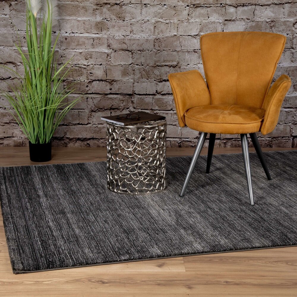 Vita Solid Grau / Anthrazit Teppich - Gestreift