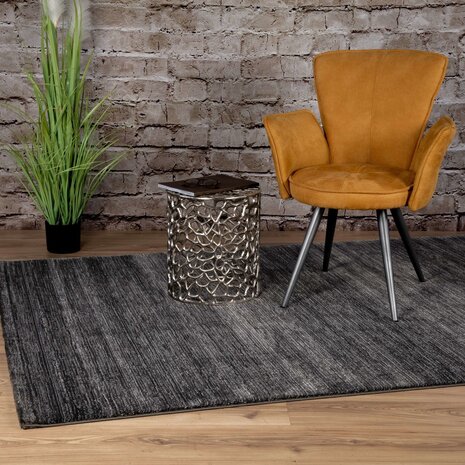 Vita Solid Grau / Anthrazit Teppich - Gestreift