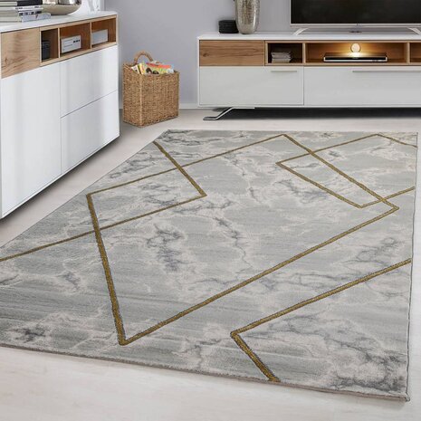 Teppich Alba Modern Grau/Gold - Marmor Design Teppich Alba Modern Grau/Gold - Marmor Design