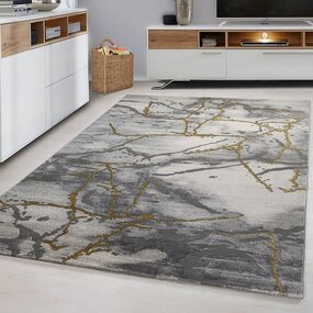 Teppich Alba Modern Grau/Gold - Marmor Design Teppich Alba Modern Grau/Gold - Marmor Design