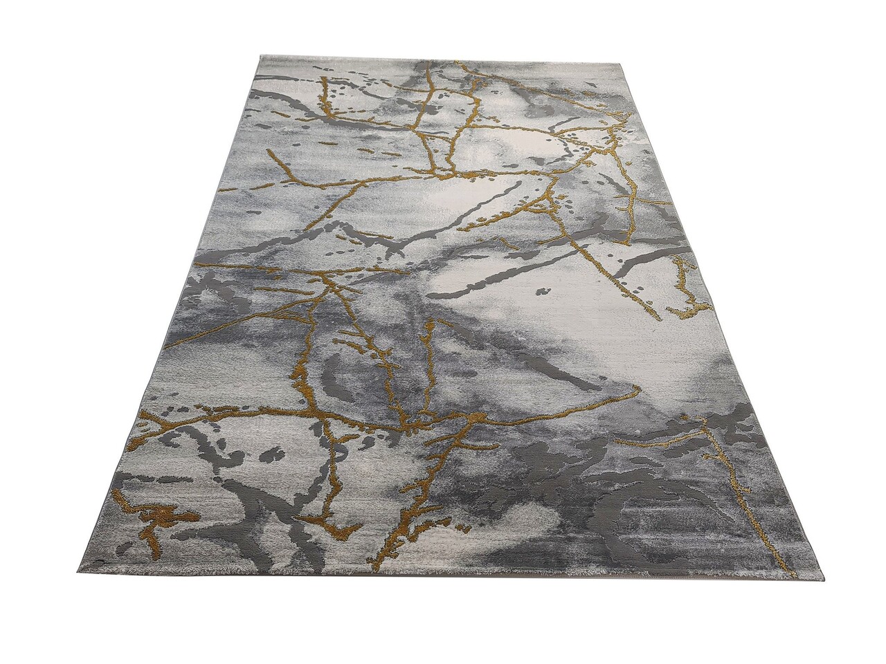 Teppich Alba Modern Grau/Gold - Marmor Design Teppich Alba Modern Grau/Gold - Marmor Design