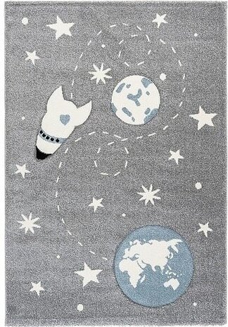 Kinder-Raumschiff-Teppich Grau - Kinder-Raumschiff-Teppich Grau -