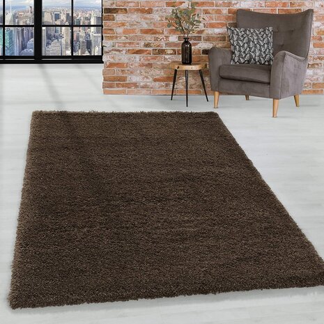 Hochflor Teppich - Luna Braun Hochflor Teppich - Luna Braun