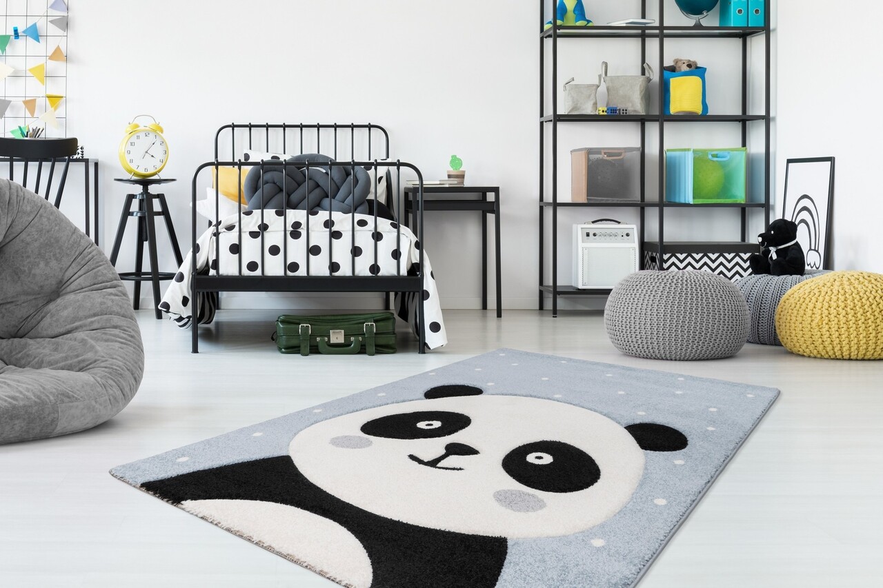 Kinderteppich Panda Blau Kinderteppich Panda Blau