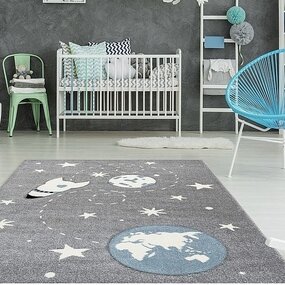 Kinder-Raumschiff-Teppich Grau Kinder-Raumschiff-Teppich Grau