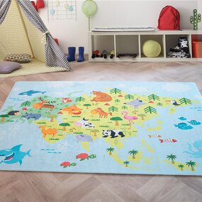 Kinderspielteppich Kinderzimmer Multiteppich - Weltkarte Kinderspielteppich Kinderzimmer Multiteppich - Weltkarte