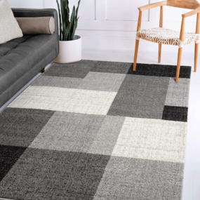 Moderner Teppich - Belos Kariert Grau/Schwarz/Weiß Moderner Teppich - Belos Kariert Grau/Schwarz/Weiß