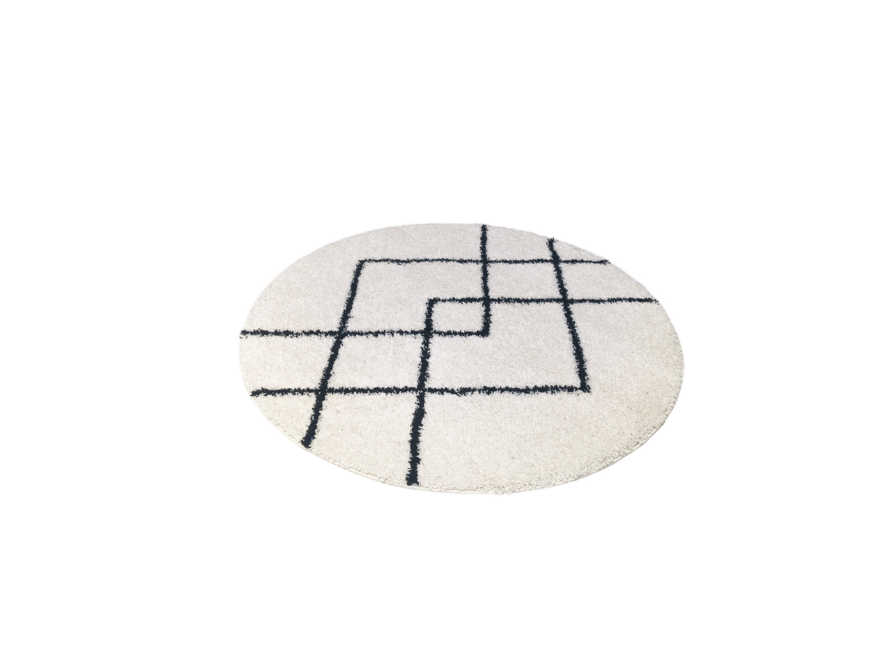 Candy Diamond Rund Hochflor-Teppich Creme/Schwarz - Kariert Candy Diamond Rund Hochflor-Teppich Creme/Schwarz - Kariert