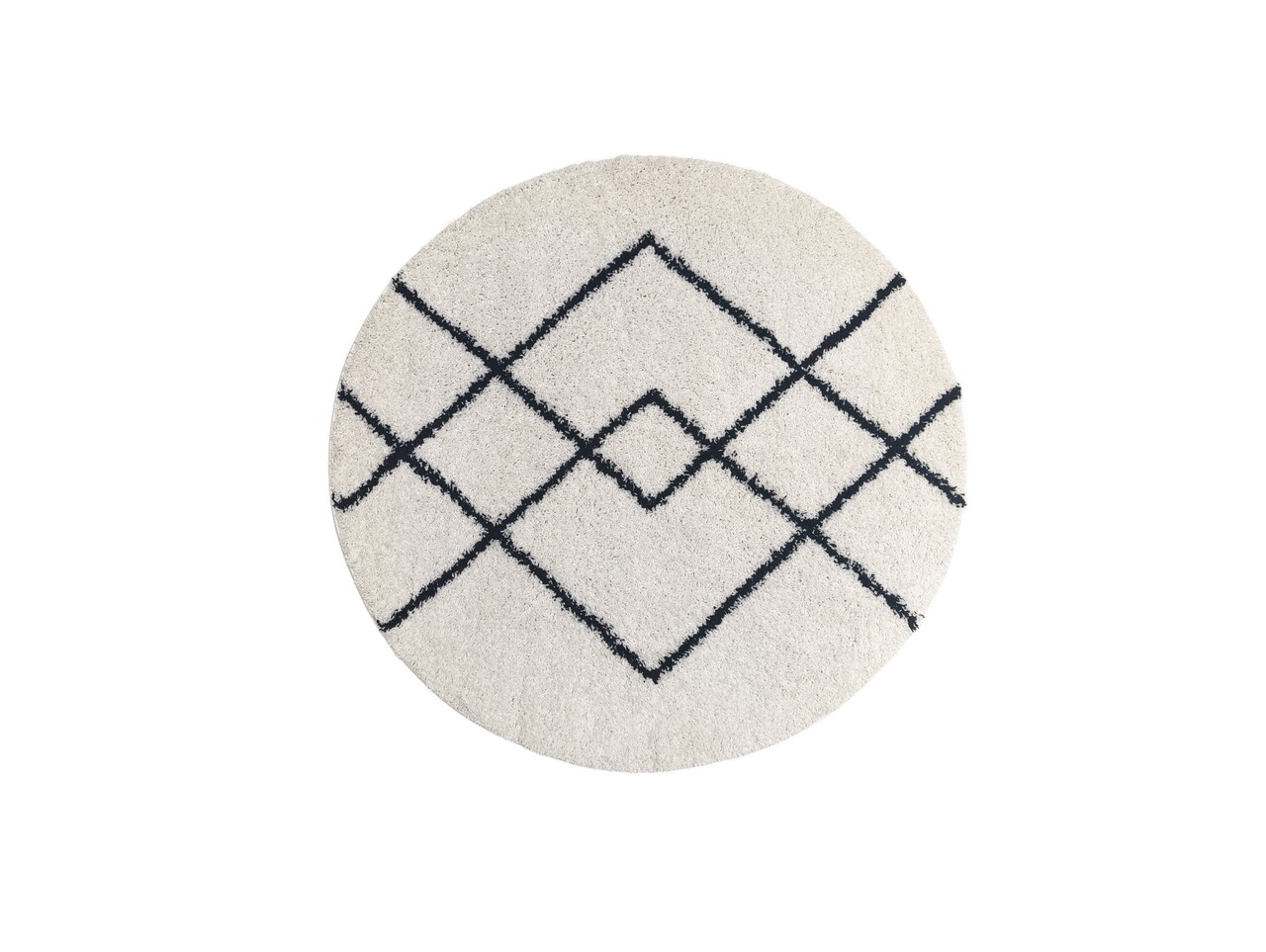 Candy Diamond Rund Hochflor-Teppich Creme/Schwarz - Kariert Candy Diamond Rund Hochflor-Teppich Creme/Schwarz - Kariert