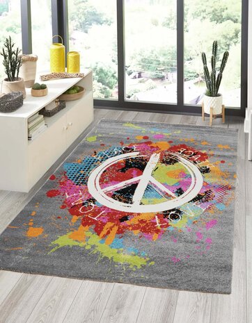 Vistoso Bunt Grau Peace Teppich - Vistoso Bunt Grau Peace Teppich -