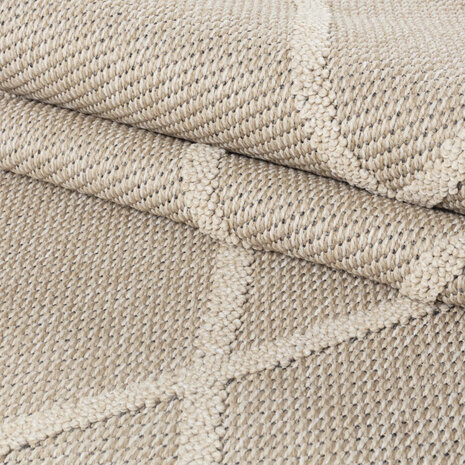 Outdoor Beige Teppich - Kariert