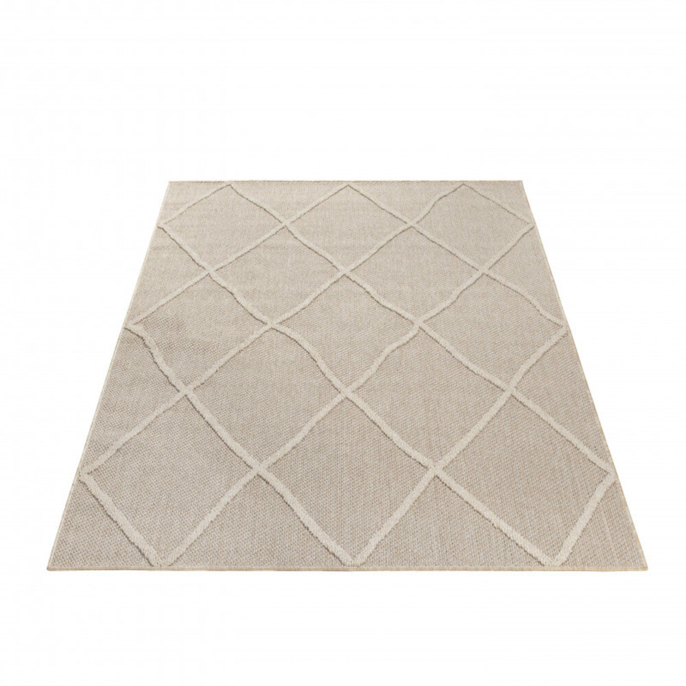 Outdoor Beige Teppich - Kariert