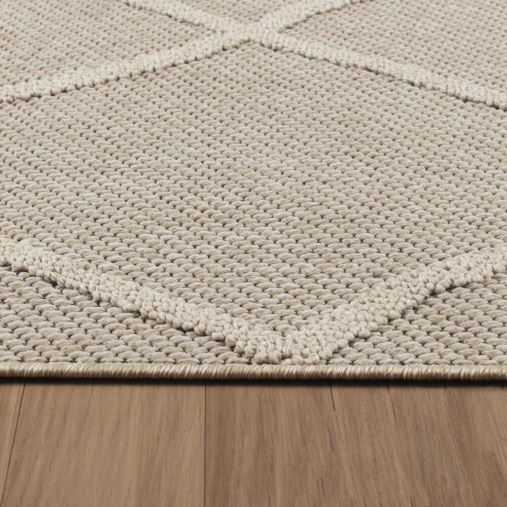 Outdoor Beige Teppich - Kariert