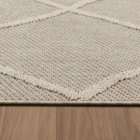 Outdoor Beige Teppich - Kariert