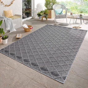Tenedo Teppich für In & Outdoor Grau - Kariert Tenedo Teppich für In & Outdoor Grau - Kariert