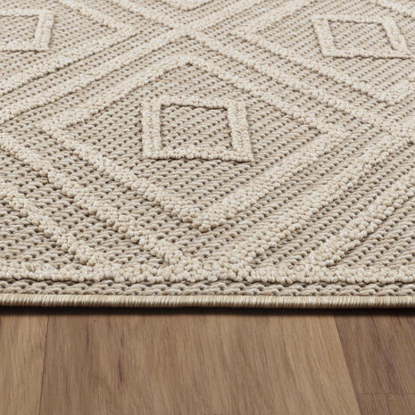 Outdoor Beige Teppich - Kariert