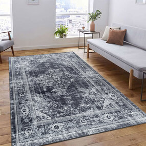 Amira Vintage Schwarz Teppich - Waschbar Amira Vintage Schwarz Teppich - Waschbar