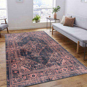 Amira Vintage Rot Teppich - Waschbar Amira Vintage Rot Teppich - Waschbar