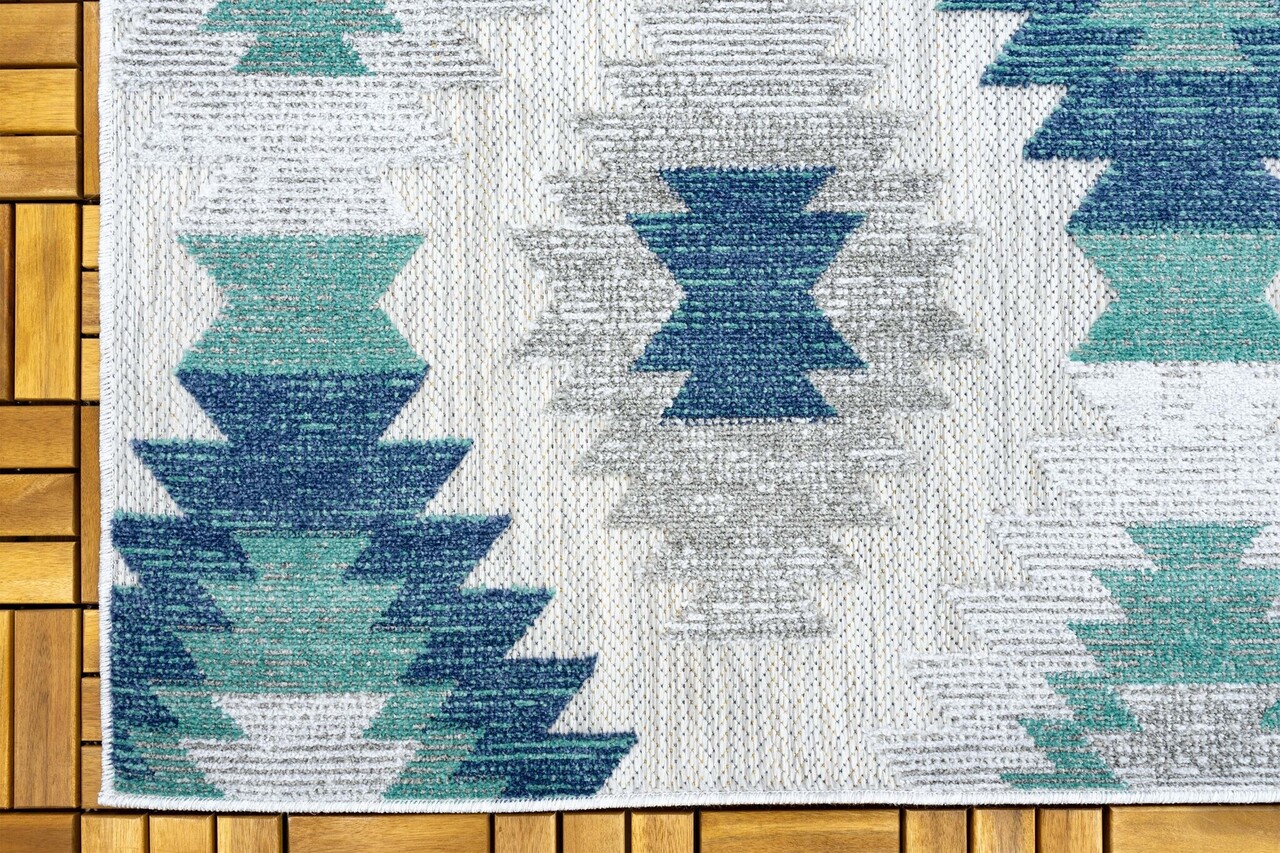 Lilah Blauer Teppich In & Outdoor - Boho