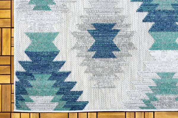 Lilah Blauer Teppich In & Outdoor - Boho