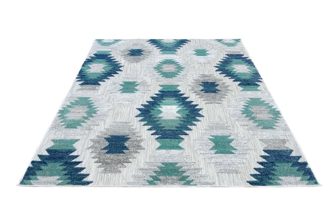 Lilah Blauer Teppich In & Outdoor - Boho