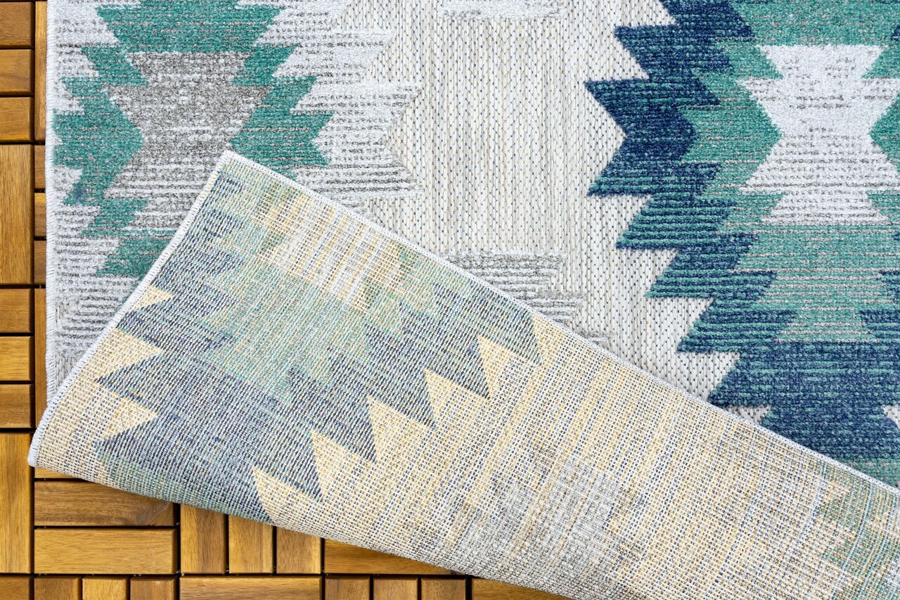 Lilah Blauer Teppich In & Outdoor - Boho