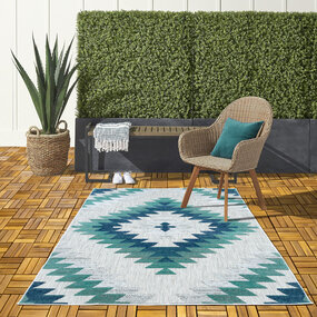 Lilah Blauer Teppich In & Outdoor - Boho Lilah Blauer Teppich In & Outdoor - Boho