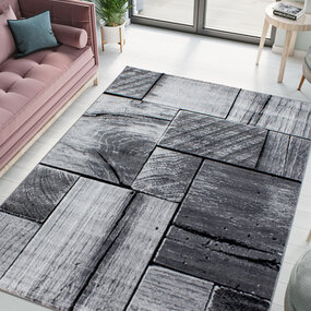 Teppich Jaden Modern Grau/Schwarz - Kurzflor Teppich Jaden Modern Grau/Schwarz - Kurzflor