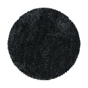Luna Hochflorteppich Anthrazit - Rund Luna Hochflorteppich Anthrazit - Rund