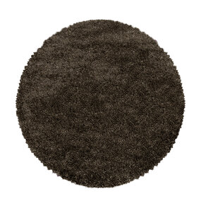 Hochflor-Teppich Luna Braun - Rund Hochflor-Teppich Luna Braun - Rund