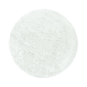 Luna Hochflorteppich einfarbig weiß - Rund Luna Hochflorteppich einfarbig weiß - Rund