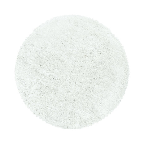 Luna Hochflorteppich einfarbig weiß - Rund Luna Hochflorteppich einfarbig weiß - Rund