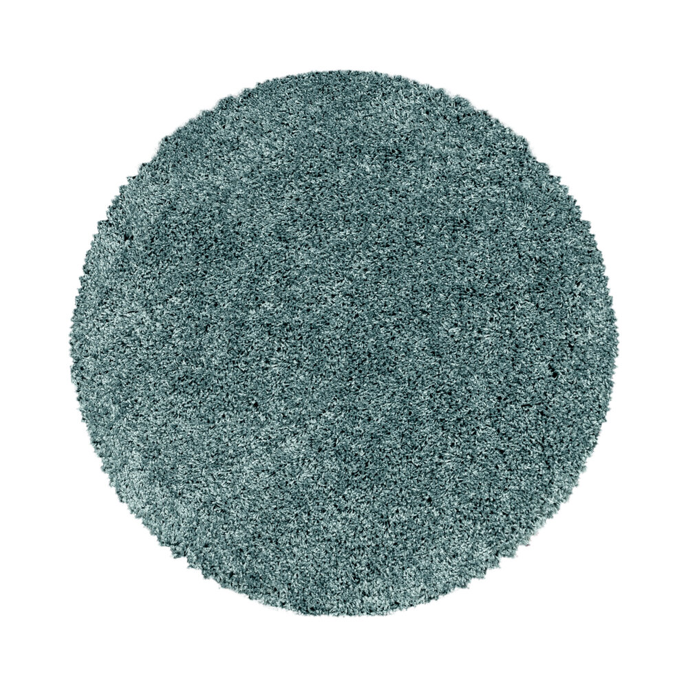 Azure Hochflorteppich einfarbig Aqua Blau - Rund