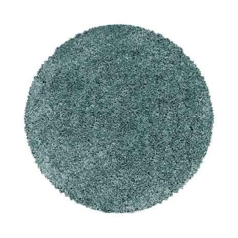 Azure Hochflorteppich einfarbig Aqua Blau - Rund